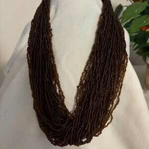 Beautiful Dark Brown Beaded Necklace (22") for any occasion